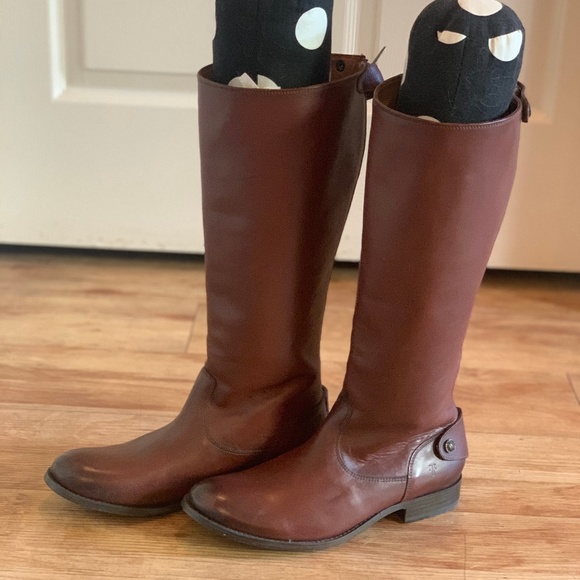 FRYE MELISSA Button Back Zip Cognac Boots (Size 8) - Picture 1 of 2